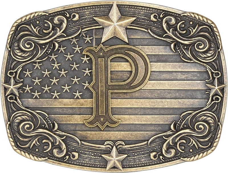 Flipslo Store Western Belt Buckle for Men Women Initial Letter A to Z Cowboy Belt Buckle Texas Buckle hebillas vaqueras para hombre - Image 1